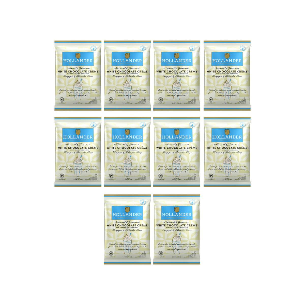 Hollander White Chocolate Crème Frappe and Blender Base (Powder) – 10 x 2.5 lb Bags