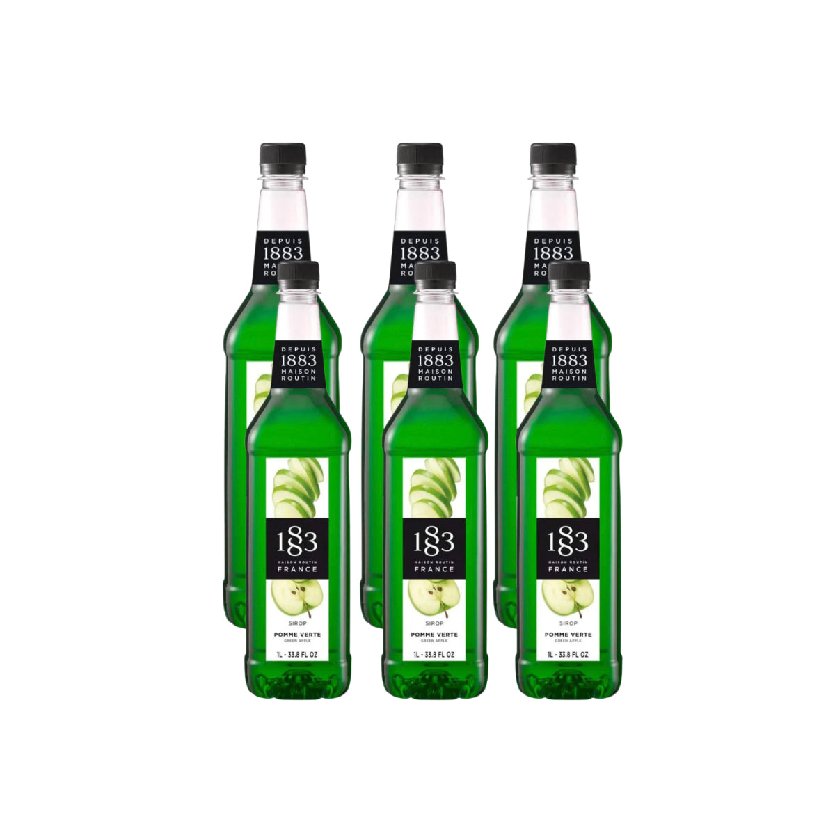 1883 Green Apple Syrup (1L/33.8oz x 6 Bottles)