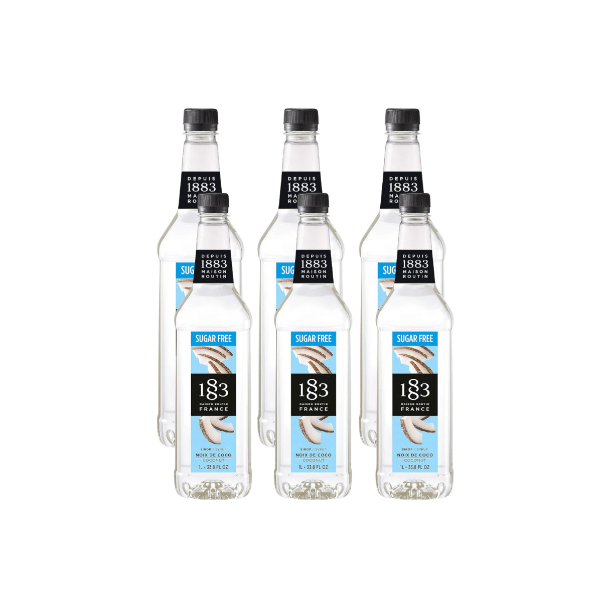 1883 Sugar Free Coconut Syrup (1L/33.8oz x 6 Bottles)