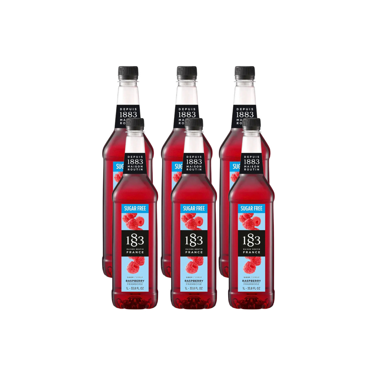 1883 Sugar Free Raspberry Syrup (1L/33.8oz x 6 Bottles)