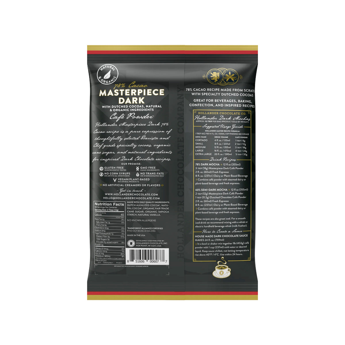 Hollander Masterpiece Base 78% Cacao – 1.5 lb Bags