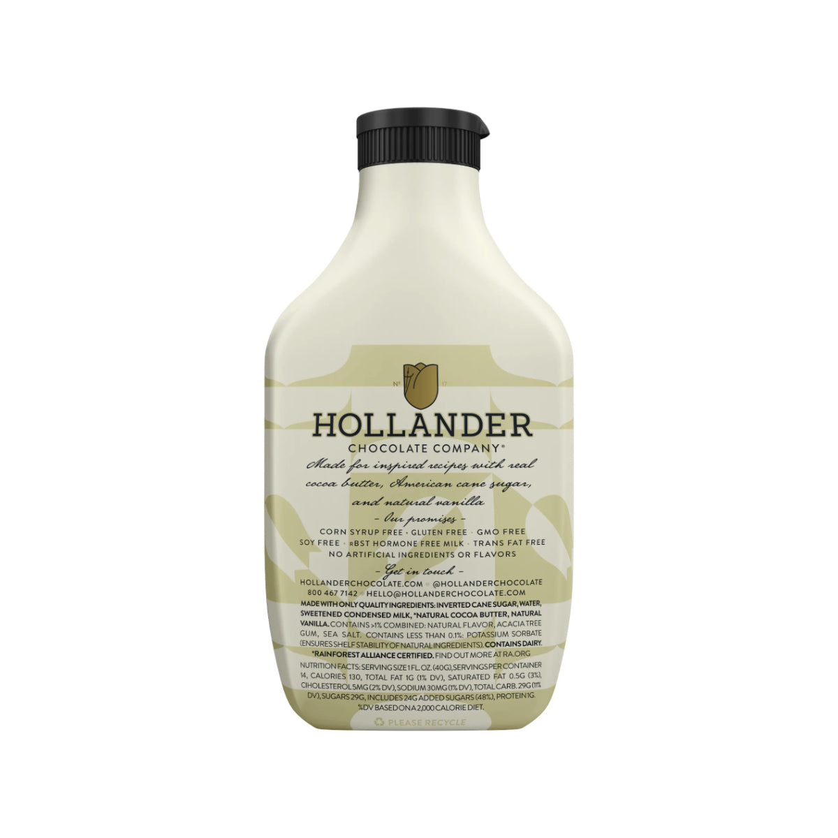 Hollander White Chocolate Café Sauce - Squeeze Bottle – 15oz Bottle