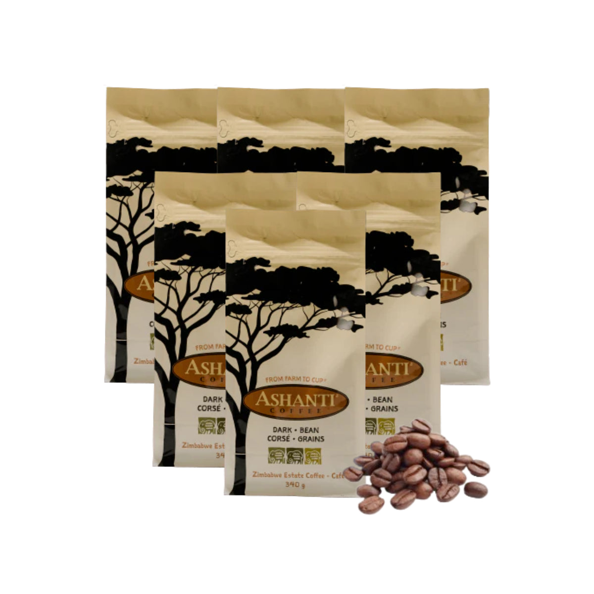 Ashanti Dark Roast Whole Bean Coffee (340g x 6)