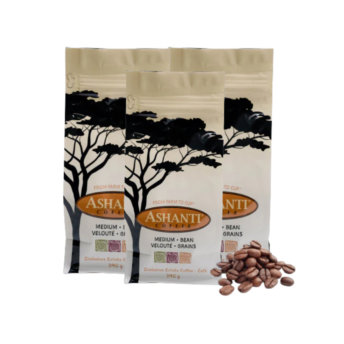 Ashanti Medium Roast Whole Bean Coffee (340g x 6)