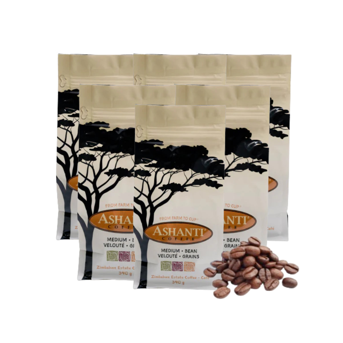 Ashanti Medium Roast Whole Bean Coffee (340g x 6)