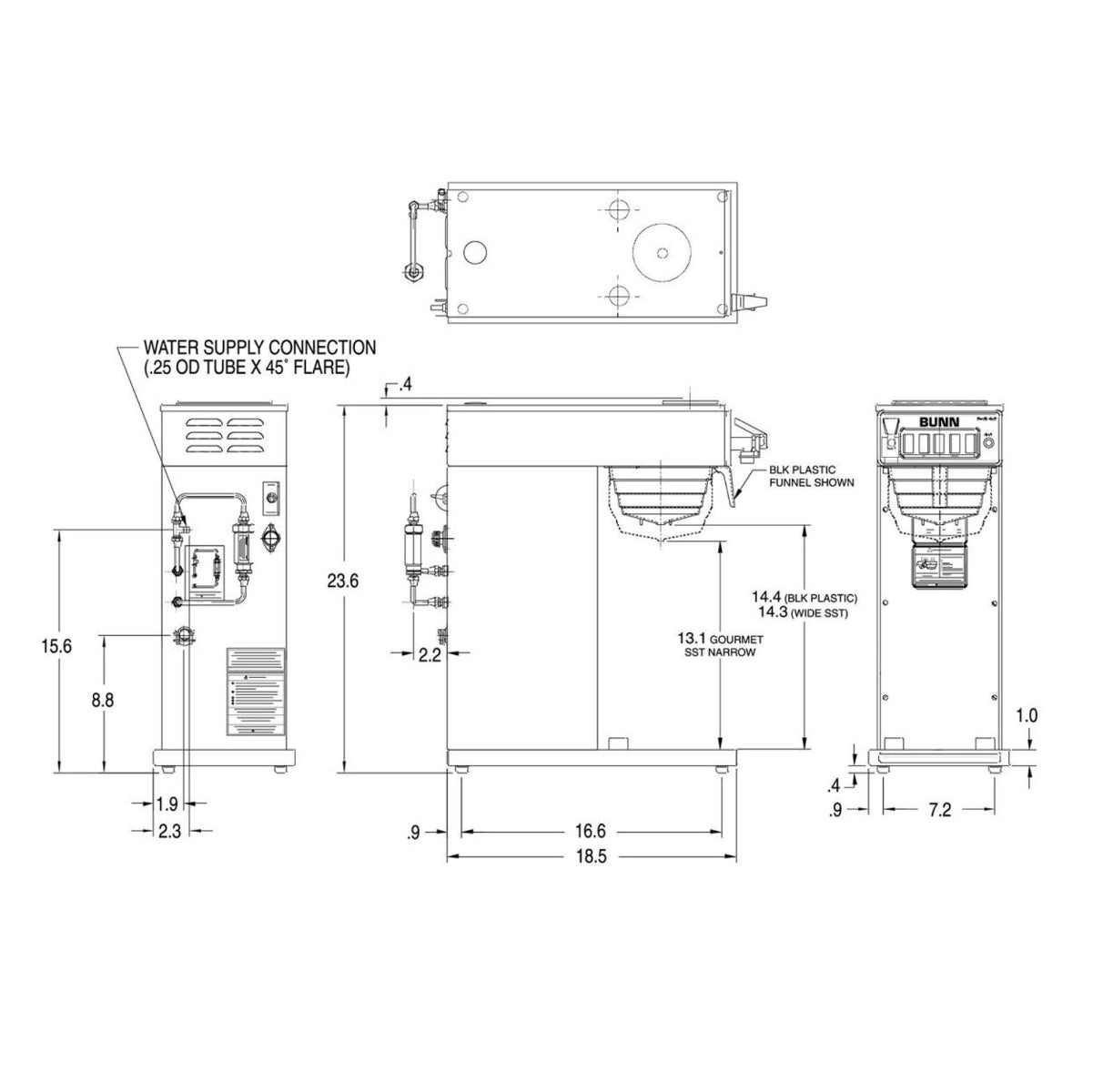 BUNN – Axiom Airpot Coffee Brewer Dual Volt w/ Stainless Funnel