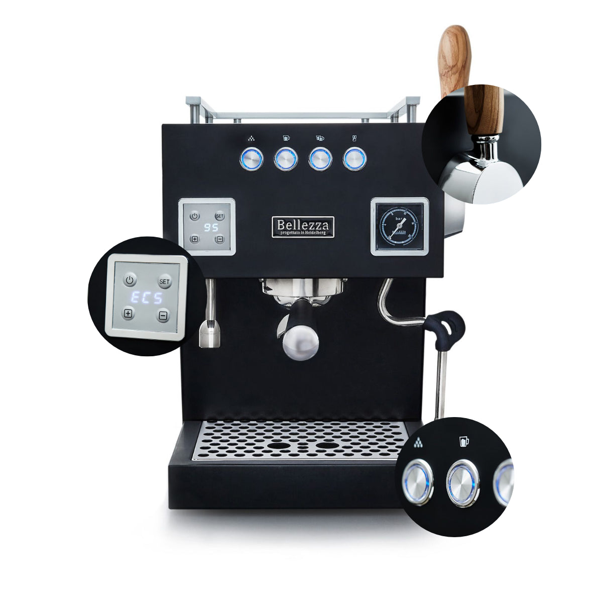 Bellezza Bellona Dual-Boiler Semi-Automatic Espresso Machine – Black (Open Box #54242)