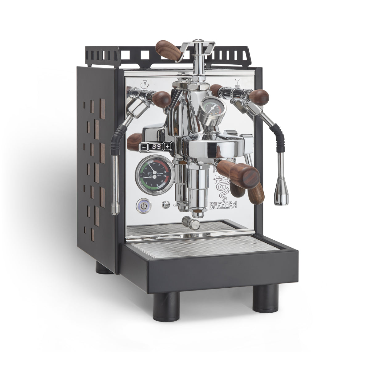 Bezzera Aria Top PID Semi-Automatic Espresso Machine with Flow Control (Black with Wood)