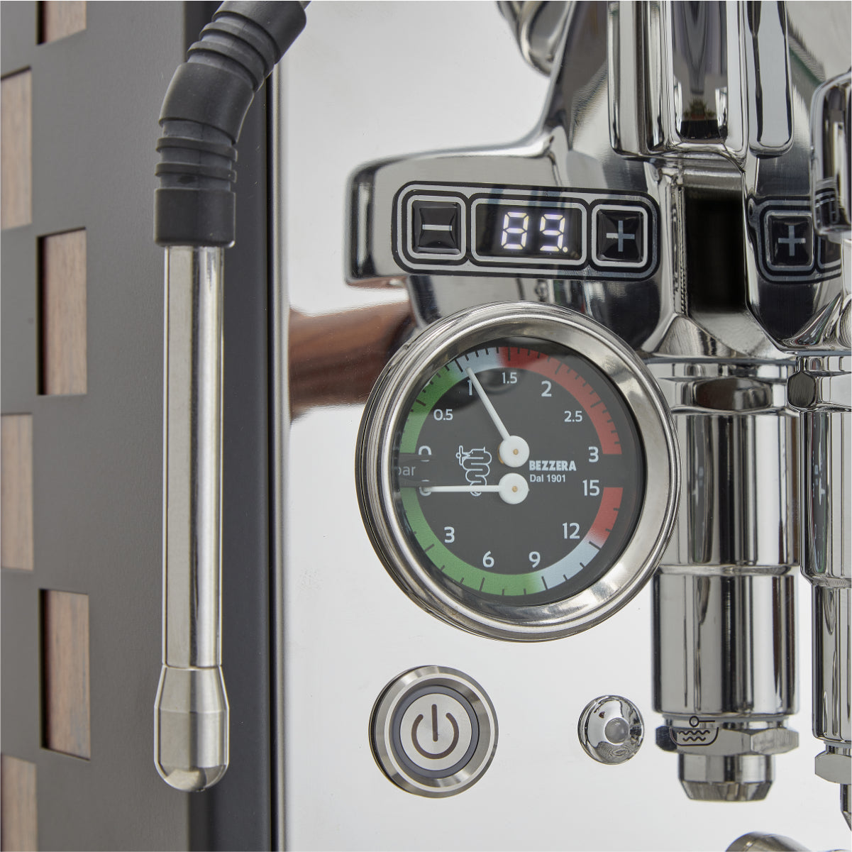 Bezzera Aria Top PID Semi-Automatic Espresso Machine with Flow Control (Open Box Refurbished #78 - Black with Wood)