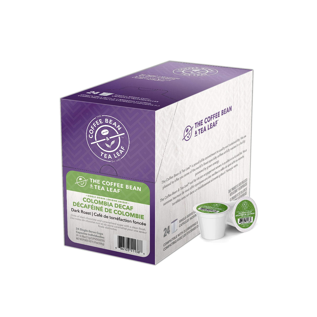 Coffee Bean & Tea Leaf Colombia Decaf Single Serve Coffee Pod (Pack of 24)