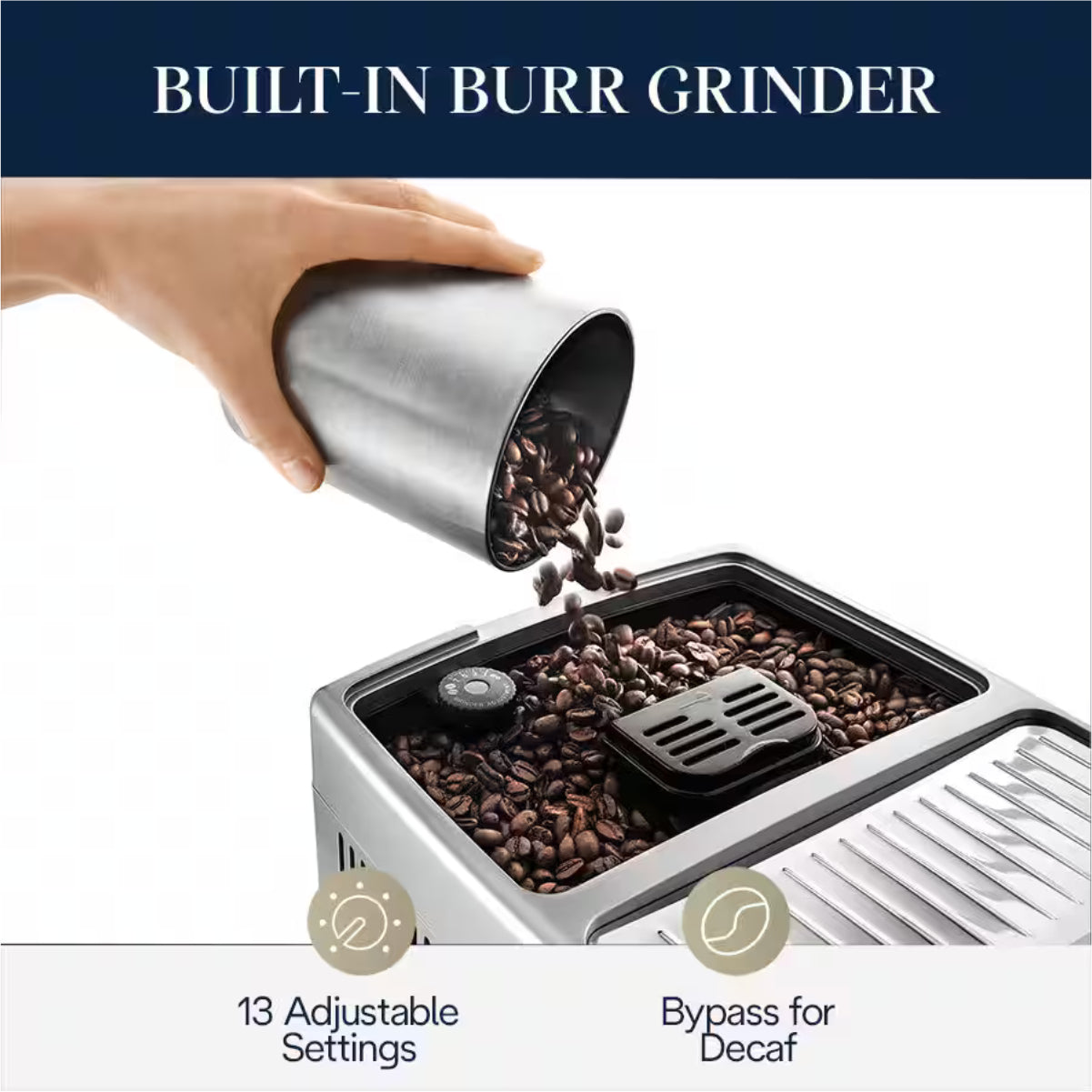 De'Longhi Dinamica LatteCrema Automatic Cappuccino & Espresso Machine (Silver) - ECAM35075SI