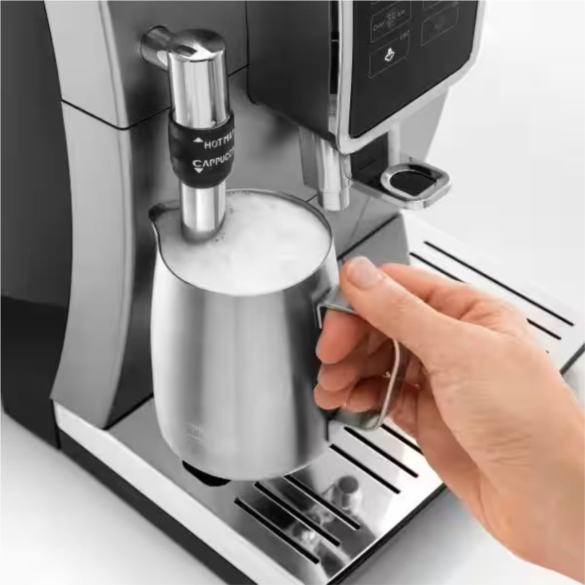 De'Longhi Dinamica with Adjustable Frothing Wand Automatic Coffee & Espresso Machine (Silver) - ECAM35025SB
