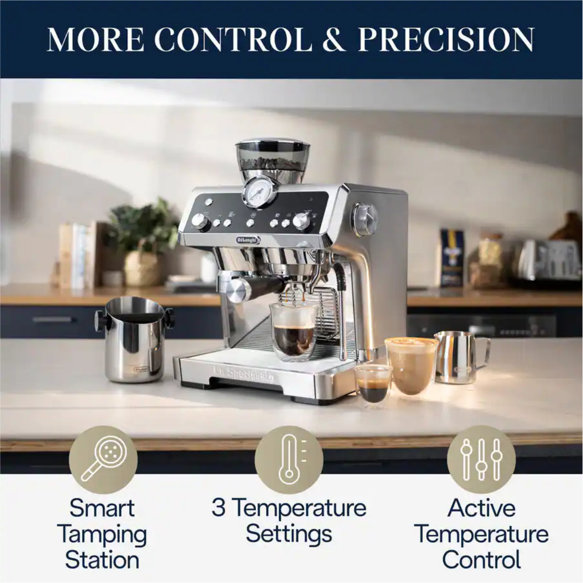 De'Longhi La Specialista Prestigio Semi-Automatic Espresso Machine (Silver) - EC9355M