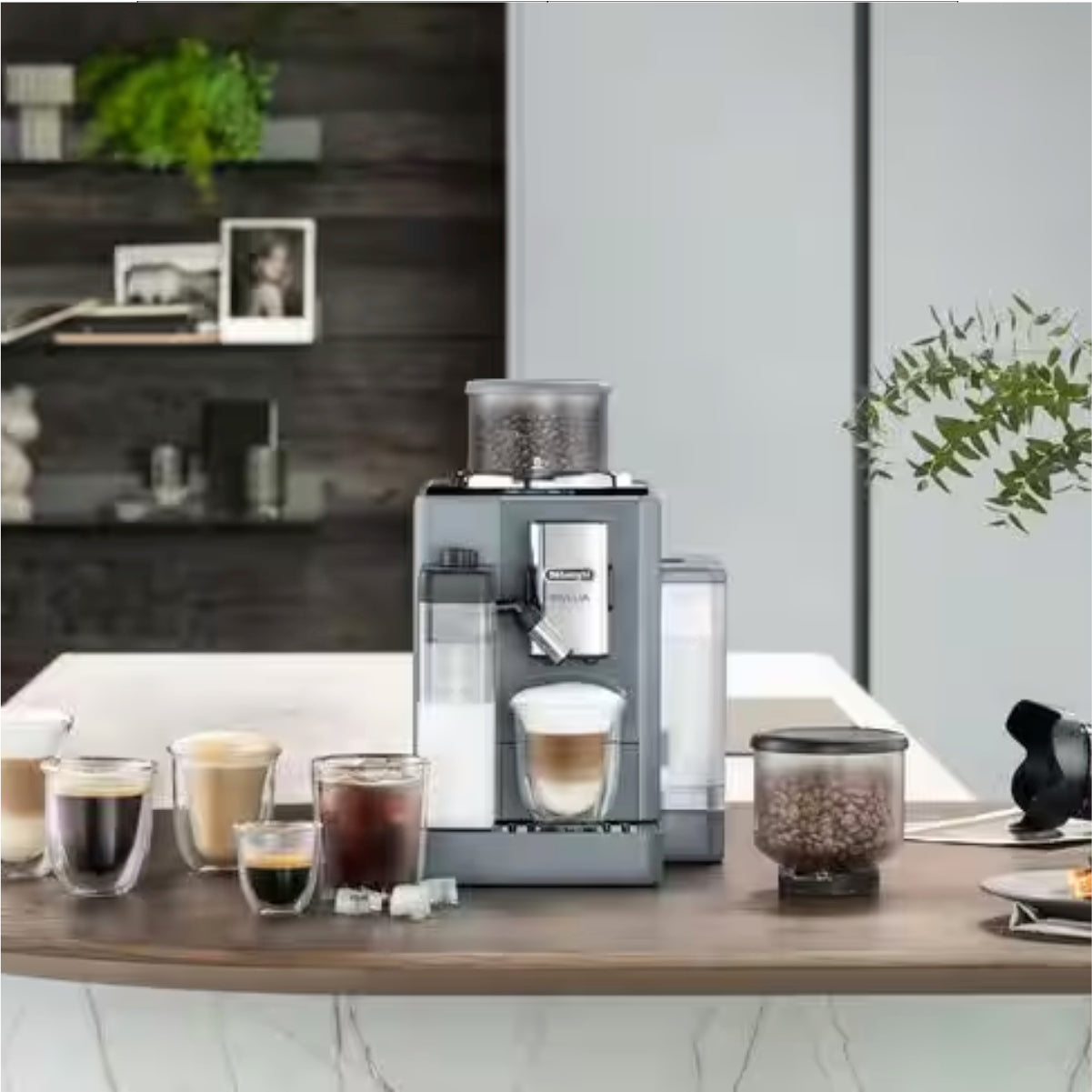 De'Longhi Rivelia Super Automatic Espresso Machine with Removable Bean Hopper And Latte Crema (EXAM44055G - Pebble Grey)
