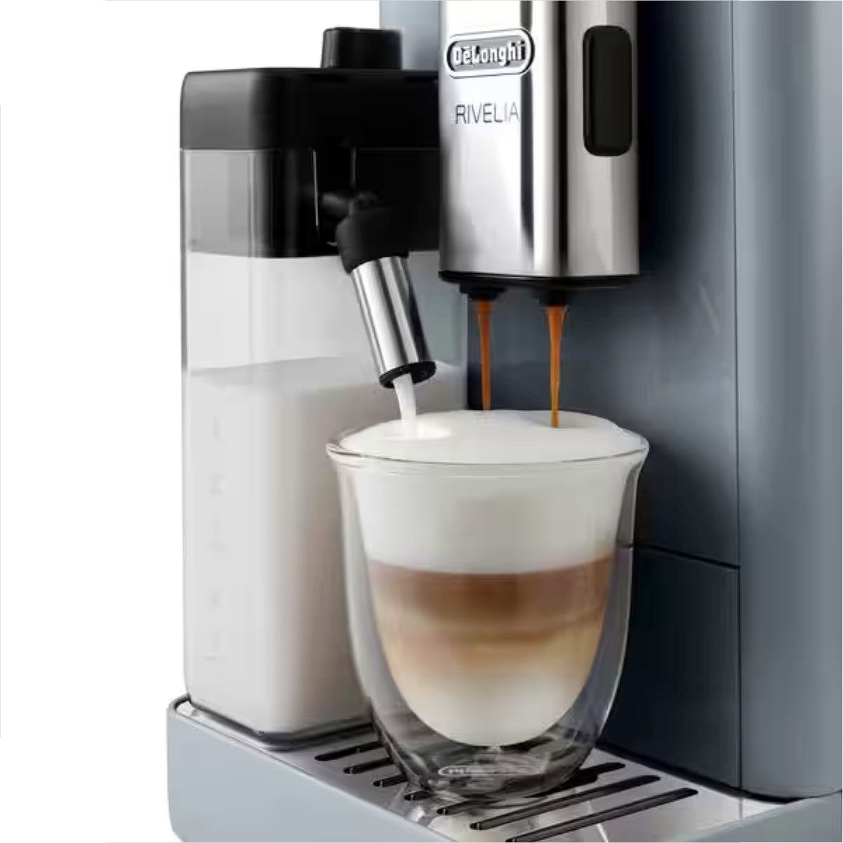De'Longhi Rivelia Super Automatic Espresso Machine with Removable Bean Hopper And Latte Crema (EXAM44055G - Pebble Grey)