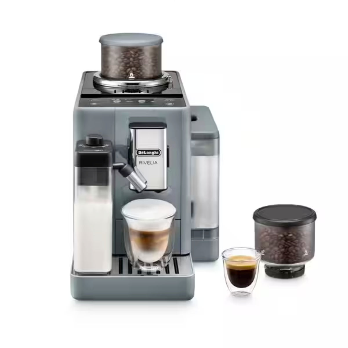De'Longhi Rivelia Super Automatic Espresso Machine with Removable Bean Hopper And Latte Crema (EXAM44055G - Pebble Grey)
