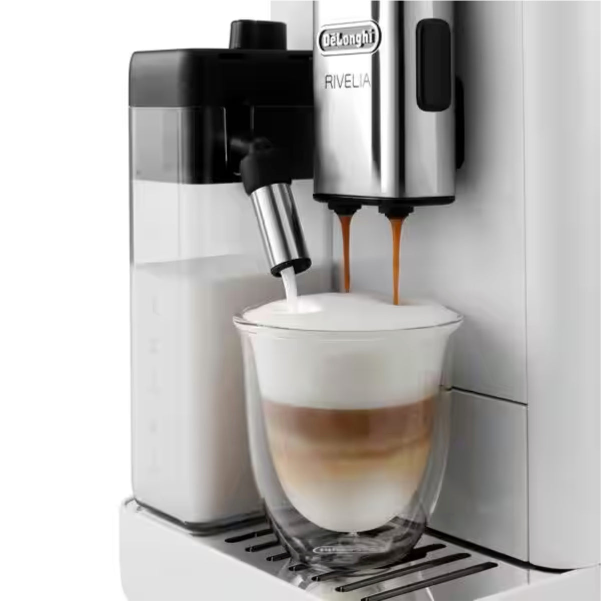 De'Longhi Rivelia Super Automatic Espresso Machine with Removable Bean Hopper And Latte Crema (EXAM44055W - Arctic White)