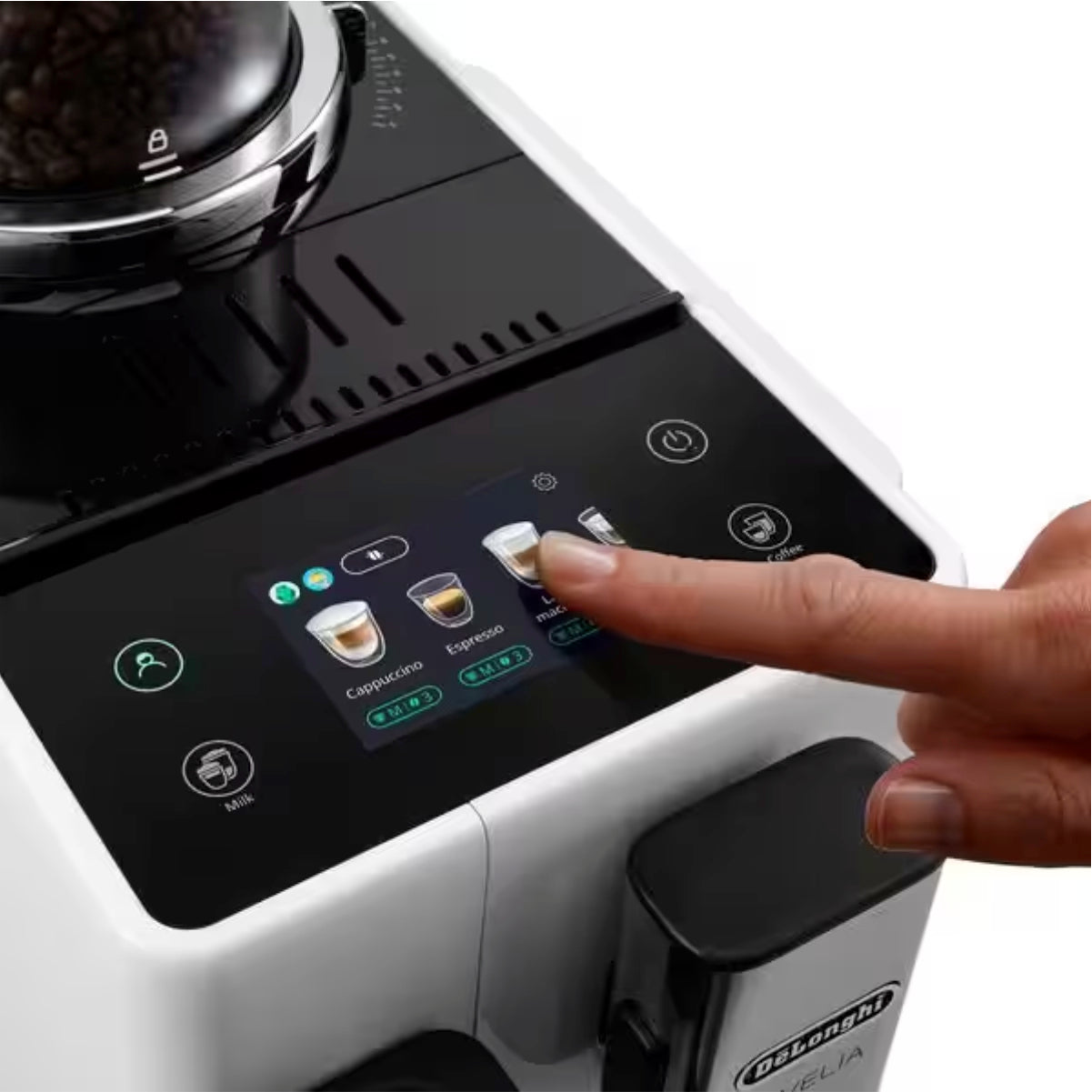 De'Longhi Rivelia Super Automatic Espresso Machine with Removable Bean Hopper And Latte Crema (EXAM44055W - Arctic White)