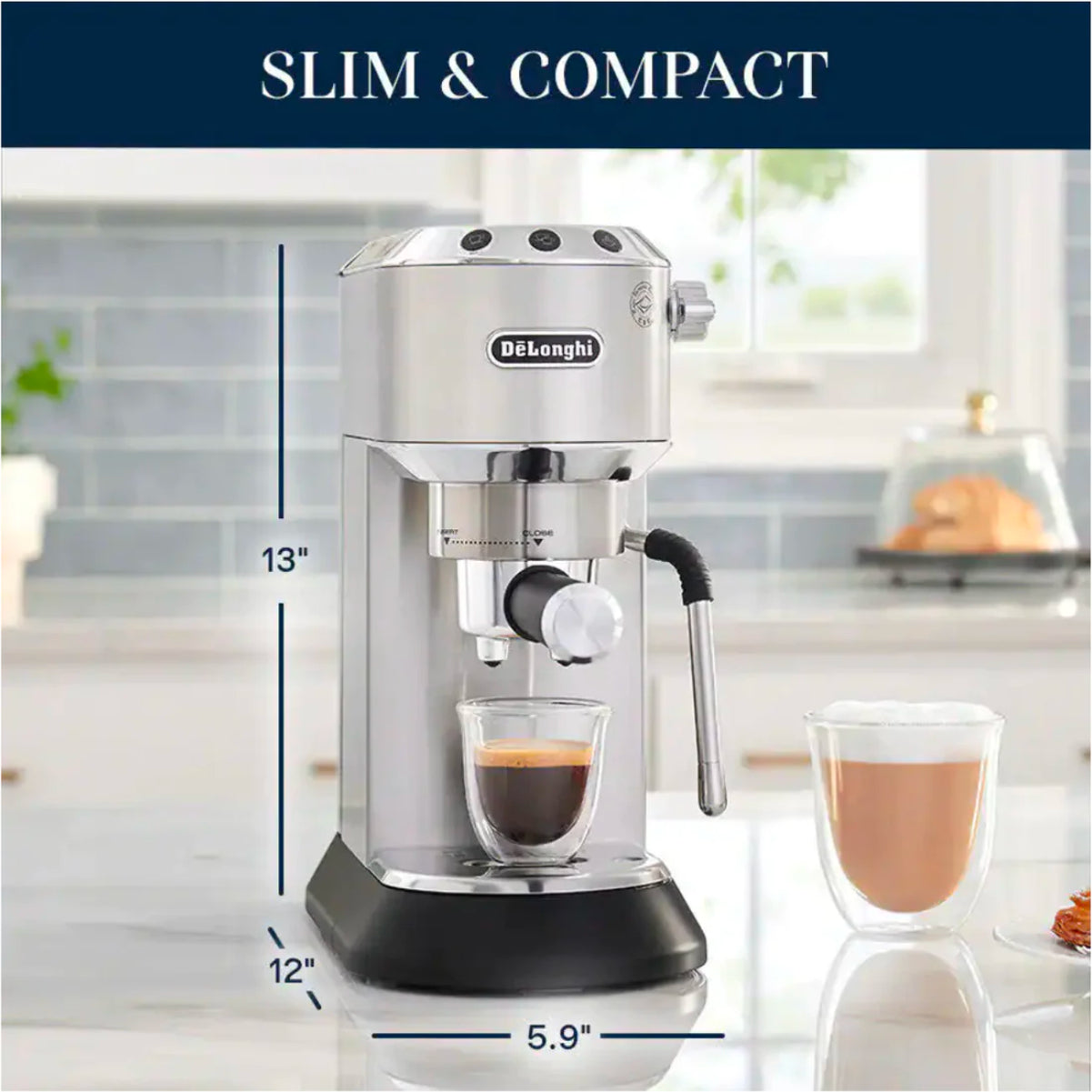 De'Longhi Dedica Arte Cappuccino & Espresso Machine (Silver) - EC885M