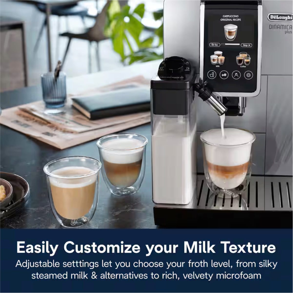 De'Longhi Dinamica PLUS Super Automatic Espresso Machine With LatteCrema System (Silver) - ECAM38085SB