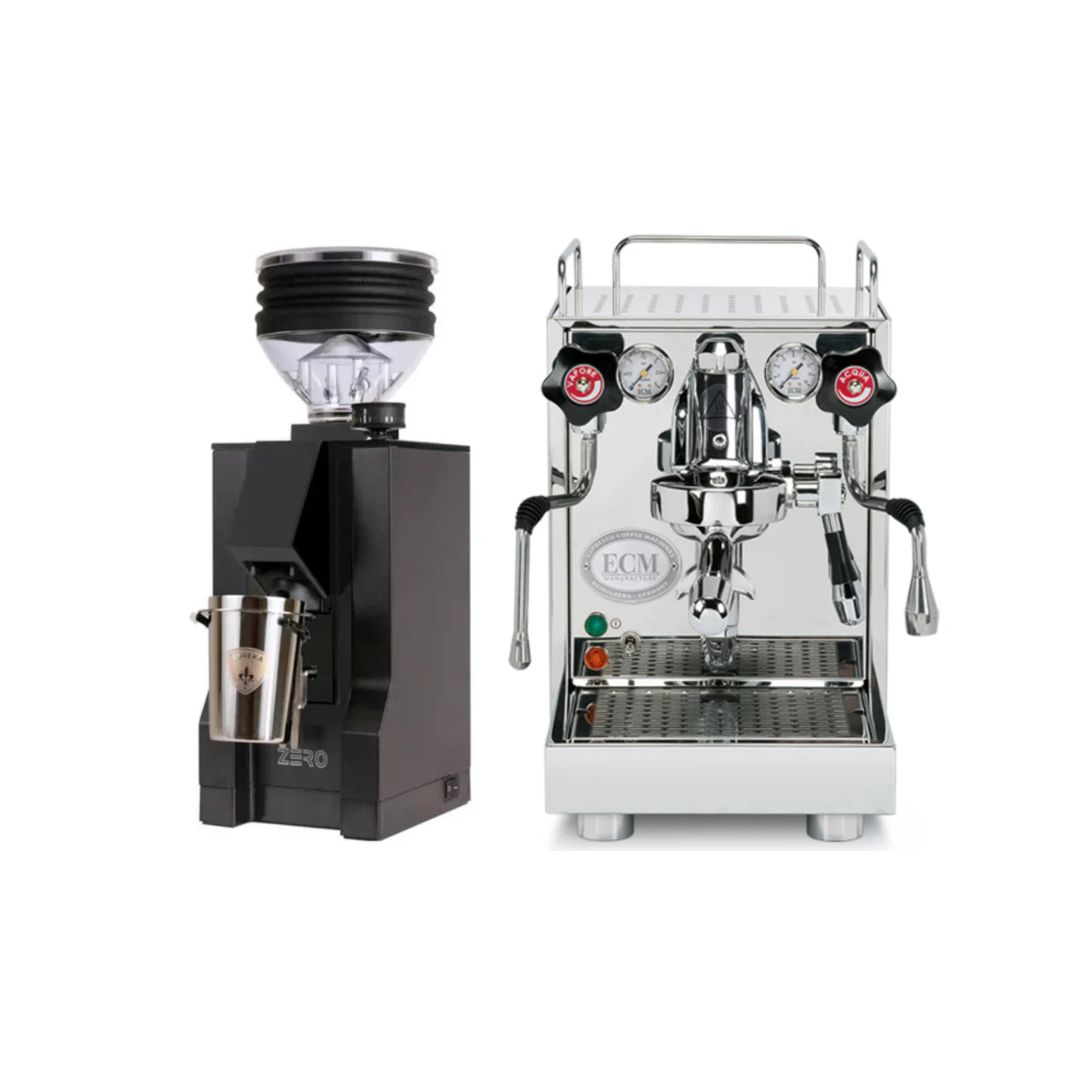 ECM Mechanika VI Slim Espresso Machine & Eureka Mignon Zero w/Black Spout (Black) - Bundle