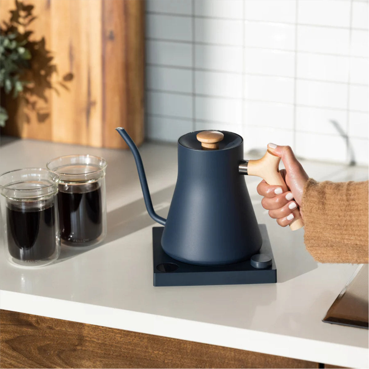 Fellow Stagg EKG Electric Pour Over Kettle (Stone Blue + Maple)