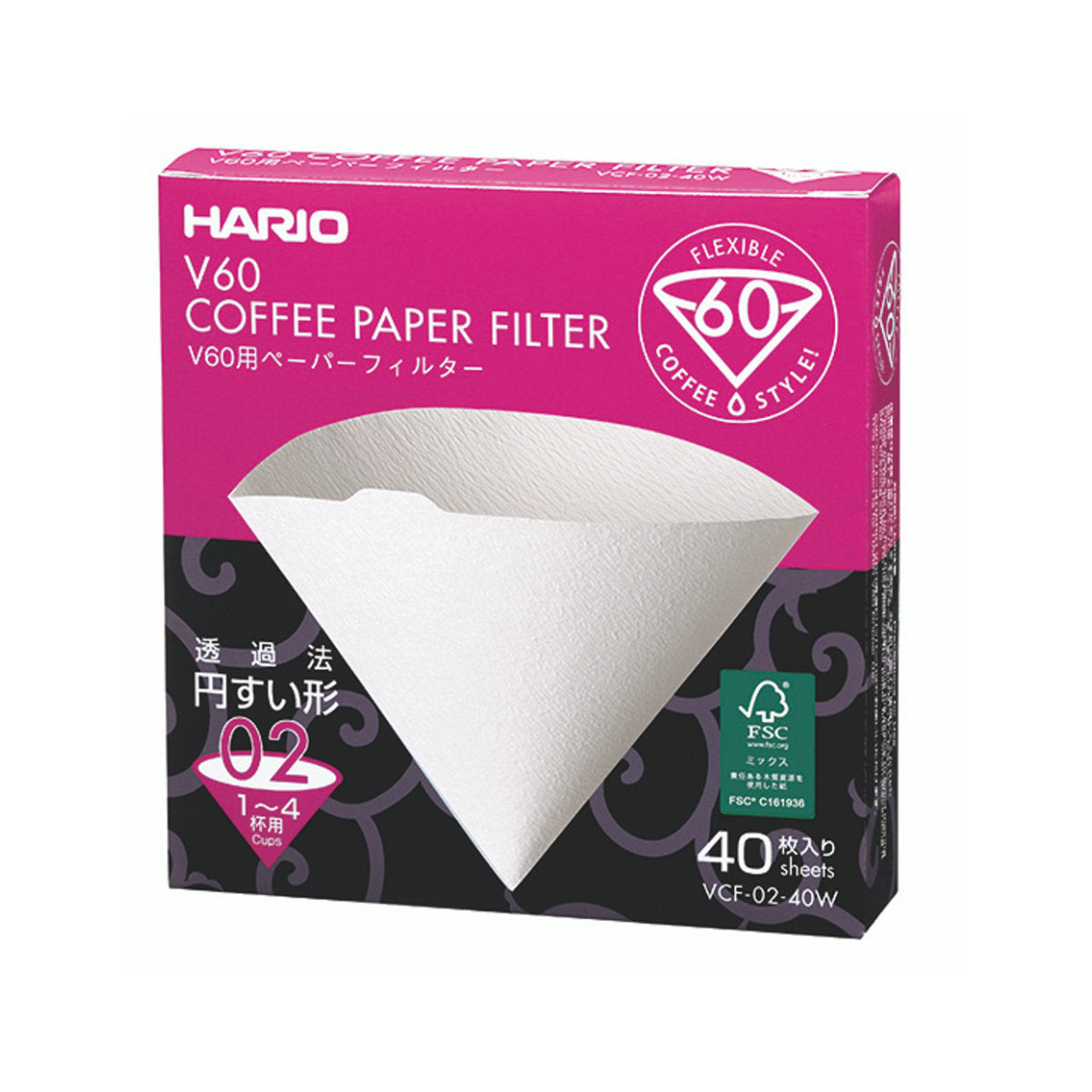 HARIO V60-02 Filters (40-Pack) (White)