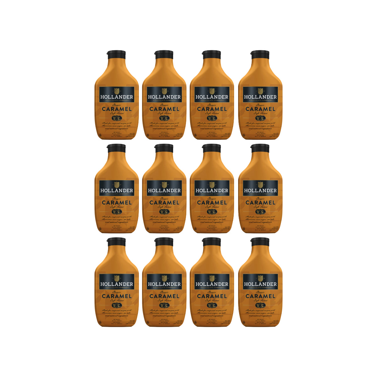 Hollander Classic Caramel Café Sauce - Squeeze Bottle – 12 x 15oz Bottle