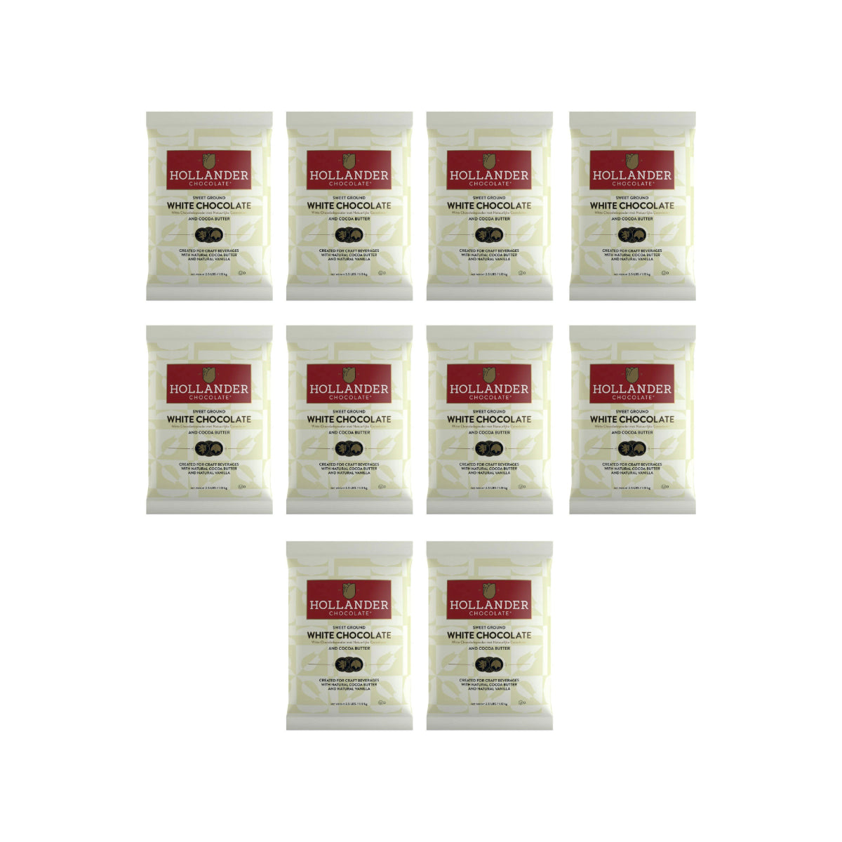 Hollander Sweet Ground White Chocolate – 10 x 2.5 lb Bags