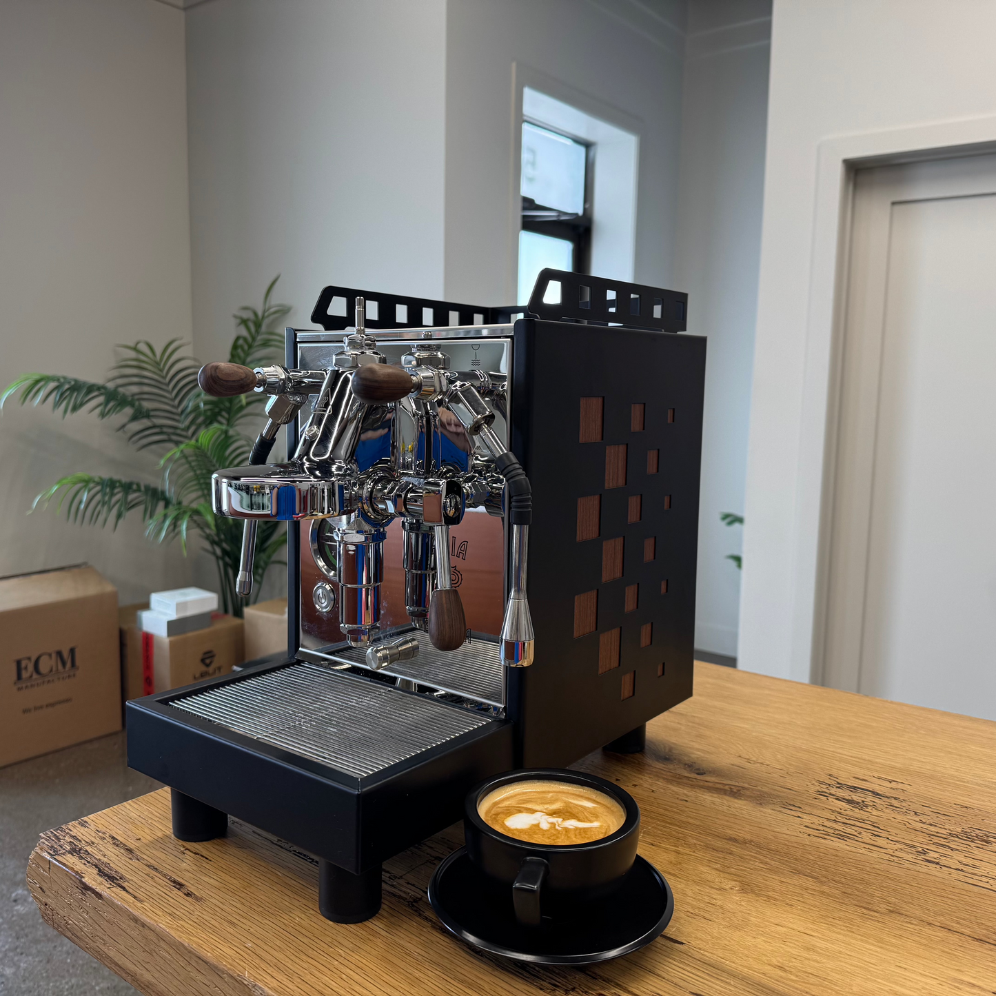 Bezzera Aria Top PID Semi-Automatic Espresso Machine with Flow Control (Open Box Refurbished #78 - Black with Wood)