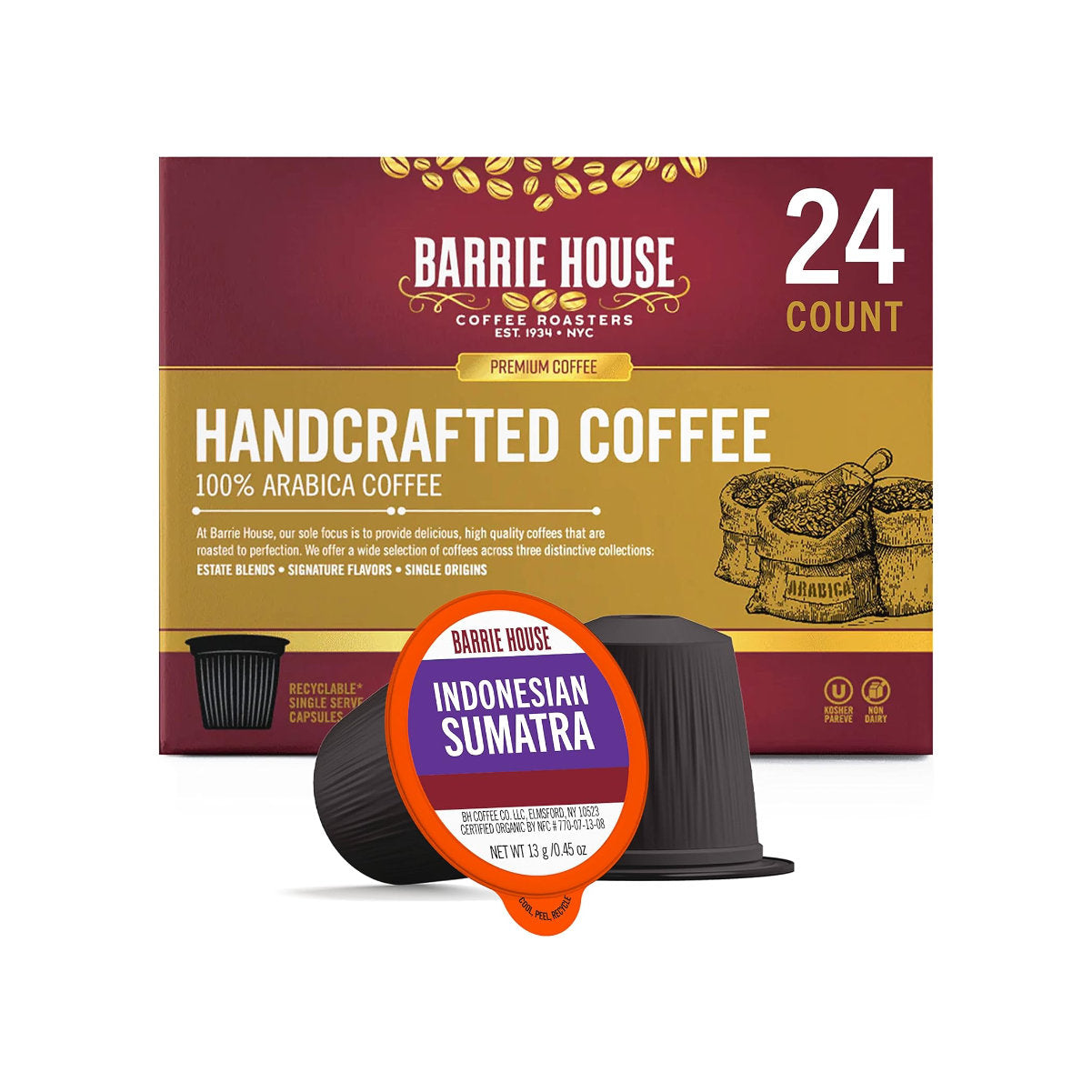 Barrie House Fair Trade Indonesian Sumatra Single-Serve Coffee Pods