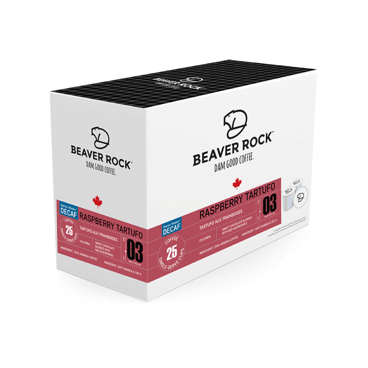 Beaver Rock Raspberry Tartufo Decaf Single-Serve Coffee Pods