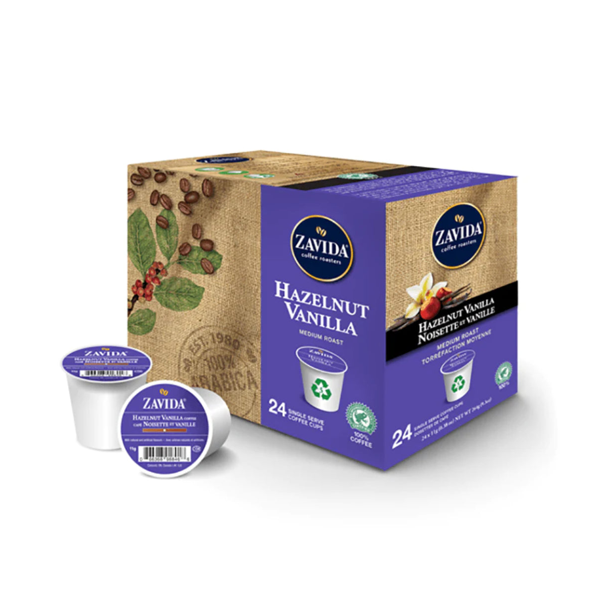 Zavida Hazelnut Vanilla Single-Serve Coffee Pods