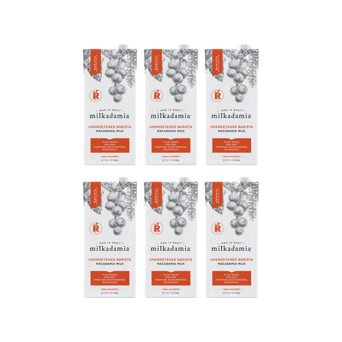 Milkadamia Barista Unsweetened Macadamia Milk (6 x 946ml)