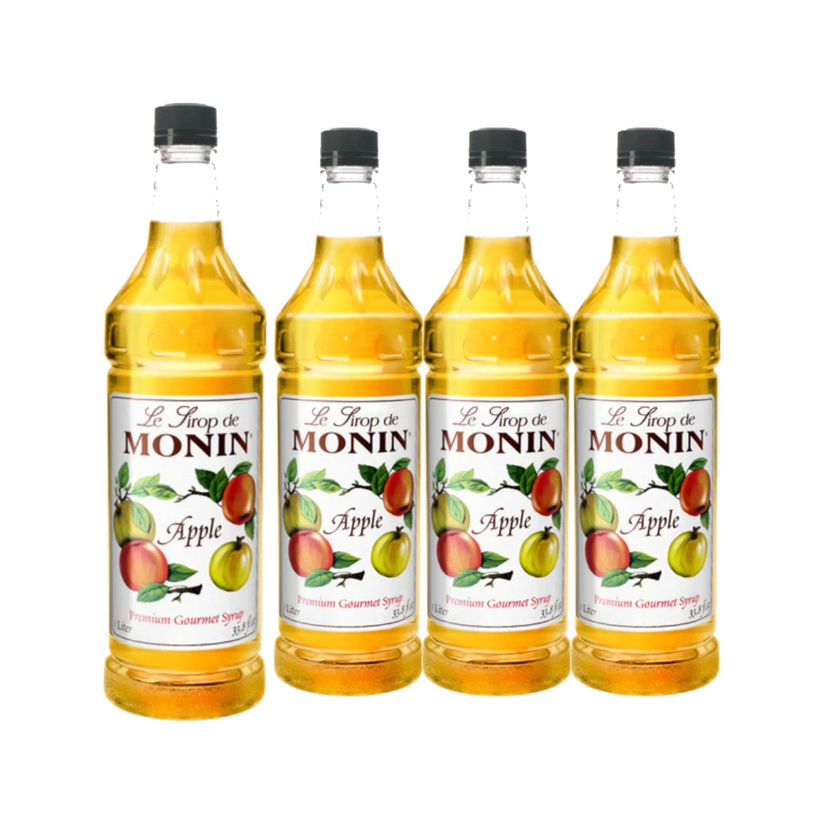 Monin Apple Syrup 1L Plastic Bottle, case of four 1L bottles