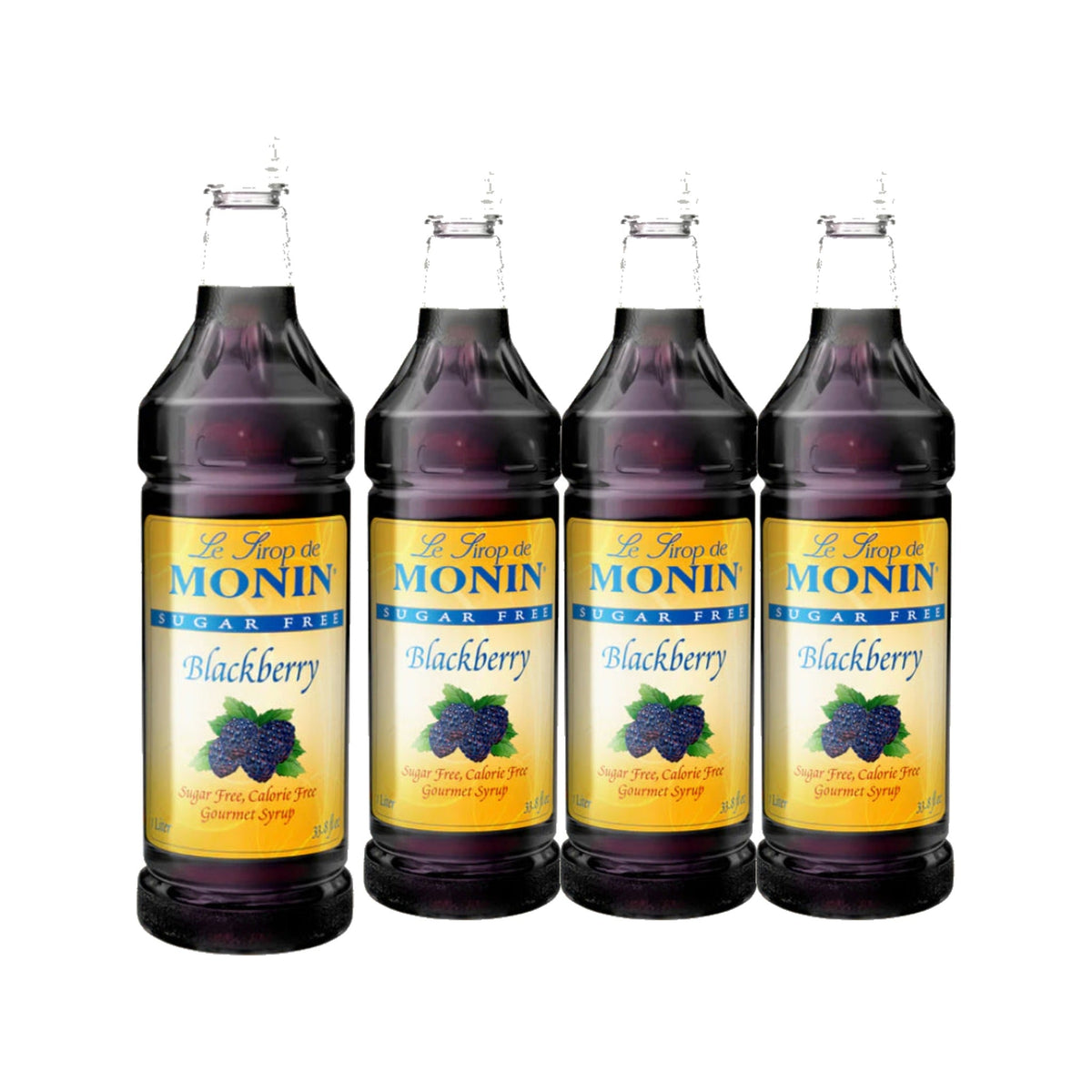 Monin Sugar Free Blackberry Syrup 1L Plastic Bottle, case of four 1L bottles
