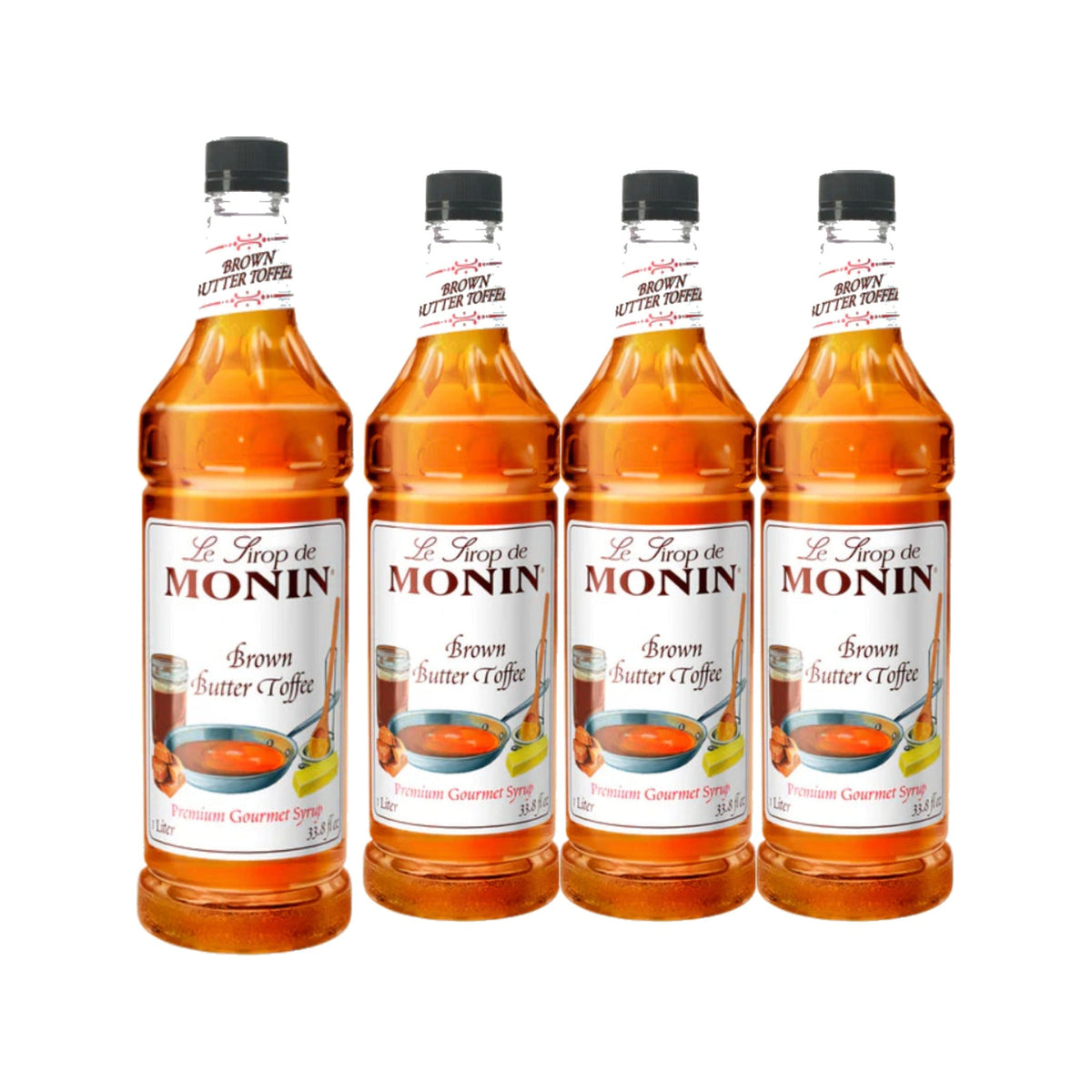 Monin Brown Butter Toffee Syrup 1L Plastic Bottle, case of four 1L bottles