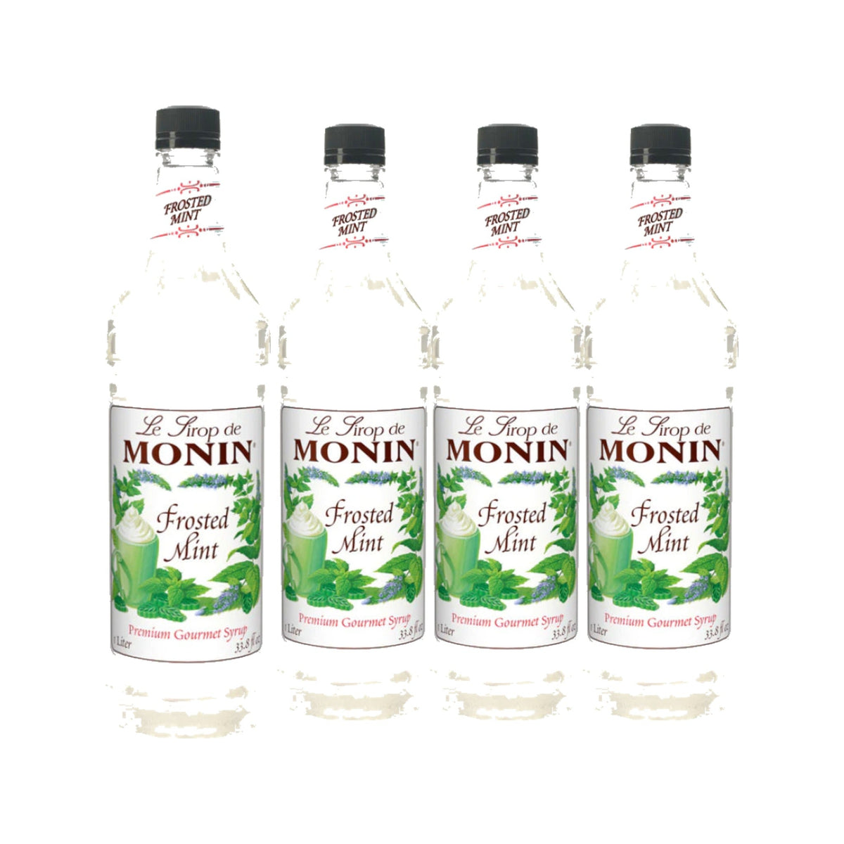 Monin Frosted Mint Syrup 1L Plastic Bottle, case of four 1L bottles