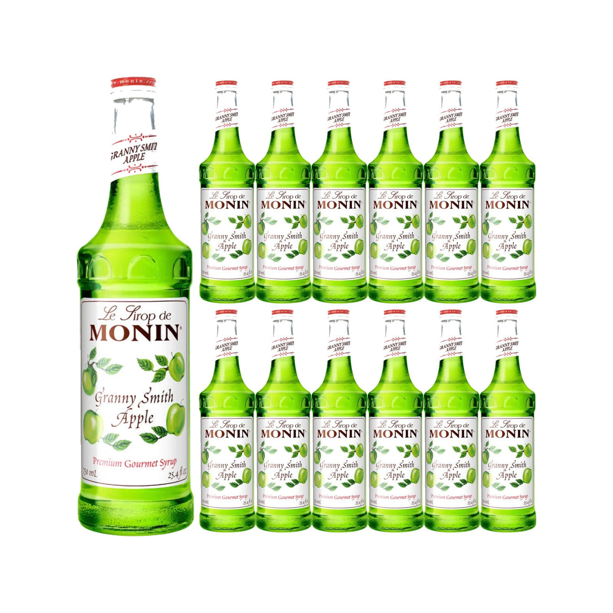 Monin Granny Smith Apple Syrup 750ml Glass Bottle, case of 12 bottles