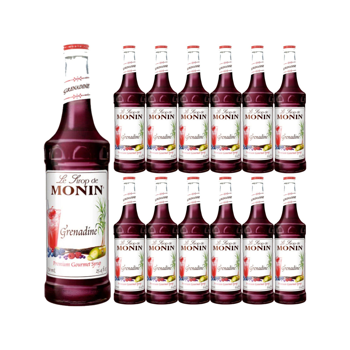 Monin Grenadine Syrup 750ML Glass Bottle, case of 12 bottles
