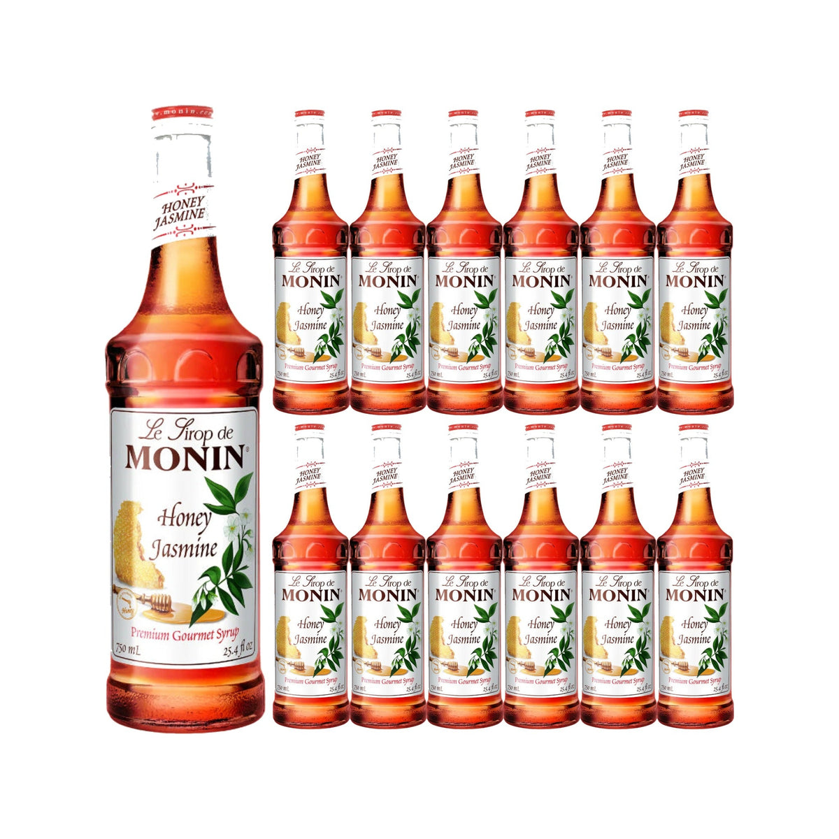 Monin Honey Jasmine Syrup 750ml Glass Bottle, case of 12 bottles