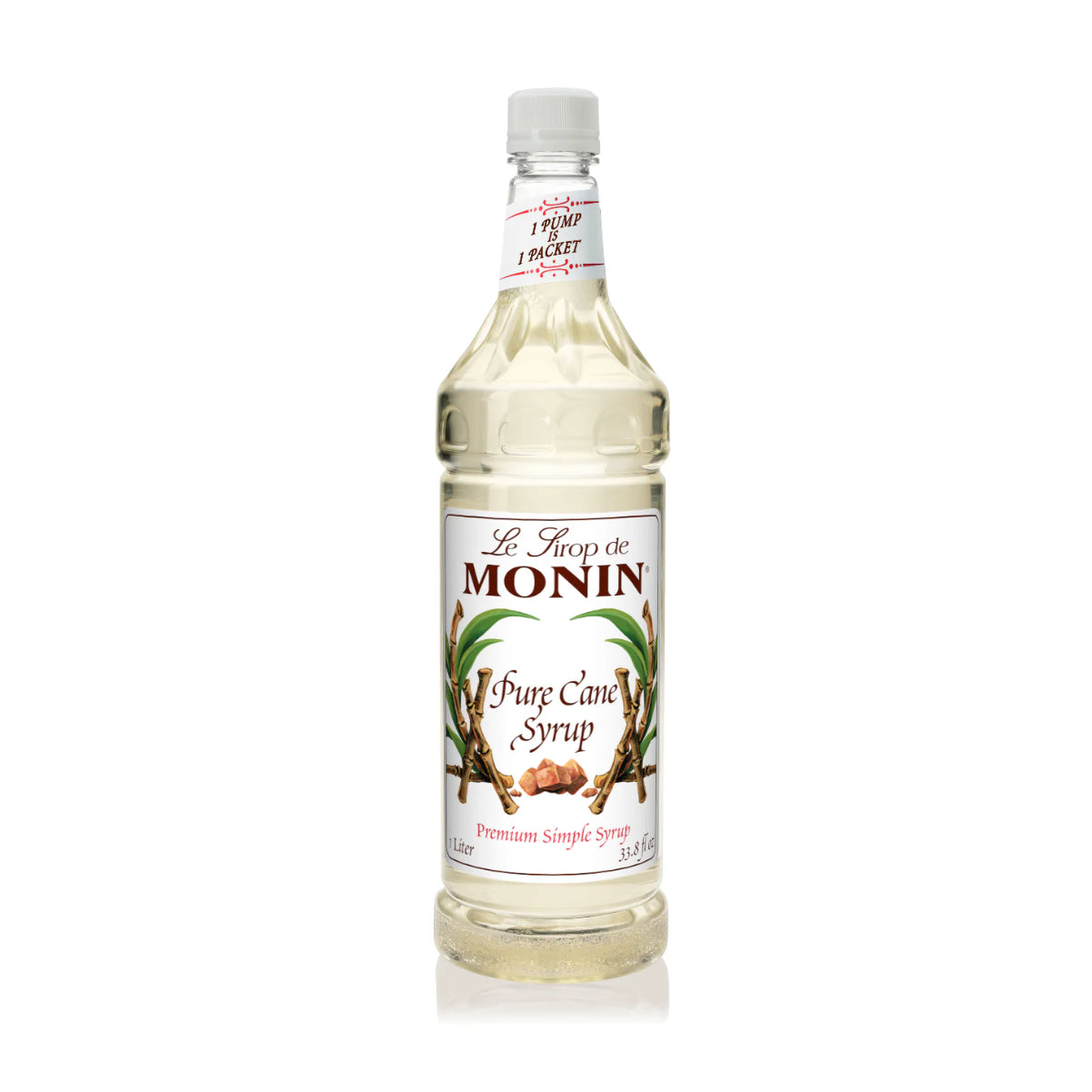 Monin Pure Cane Syrup 1L Plastic Bottle
