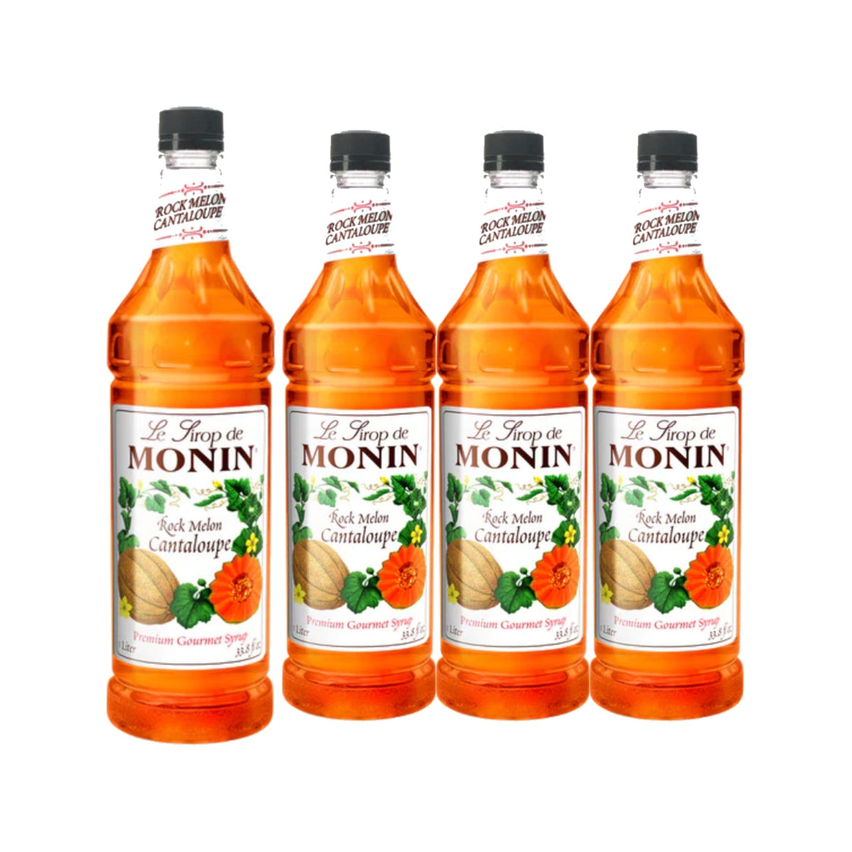 Monin Rock Melon Cantaloupe Syrup 1L Plastic Bottle, case of four 1L bottles