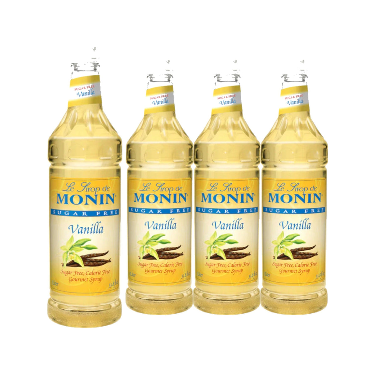 Monin Vanilla Sugar Free Syrup 1L, case of four 1L bottles