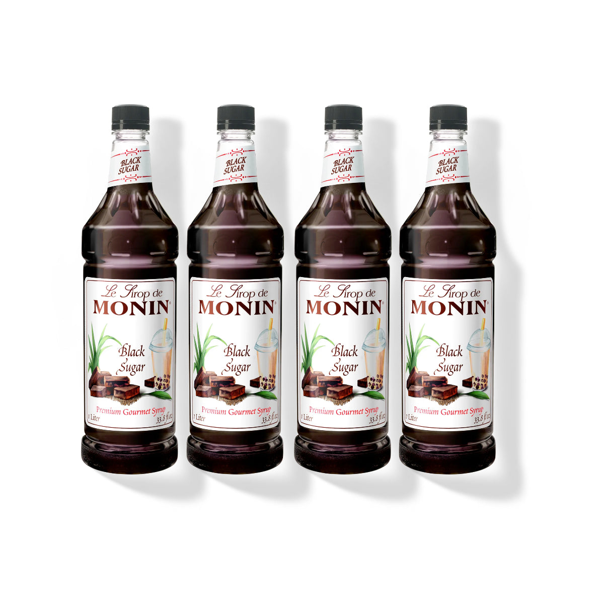 Monin Black Sugar Syrup 1L Plastic Bottle (Pack of 4)
