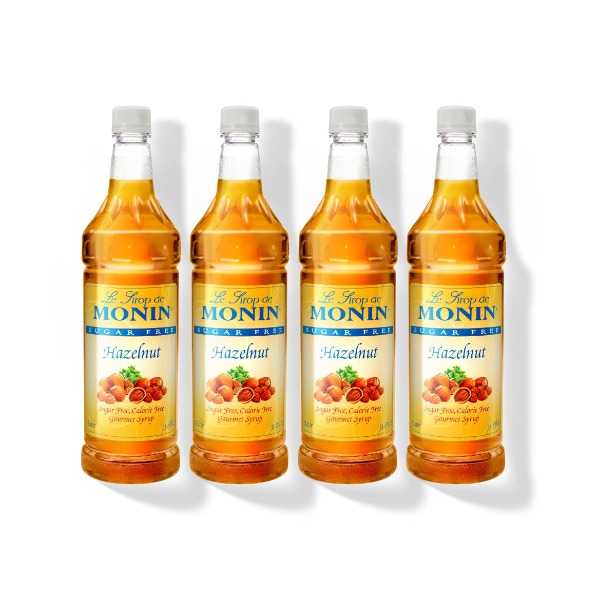 Monin Hazelnut Sugar Free Syrup 1L Plastic Bottle (Pack of 4)