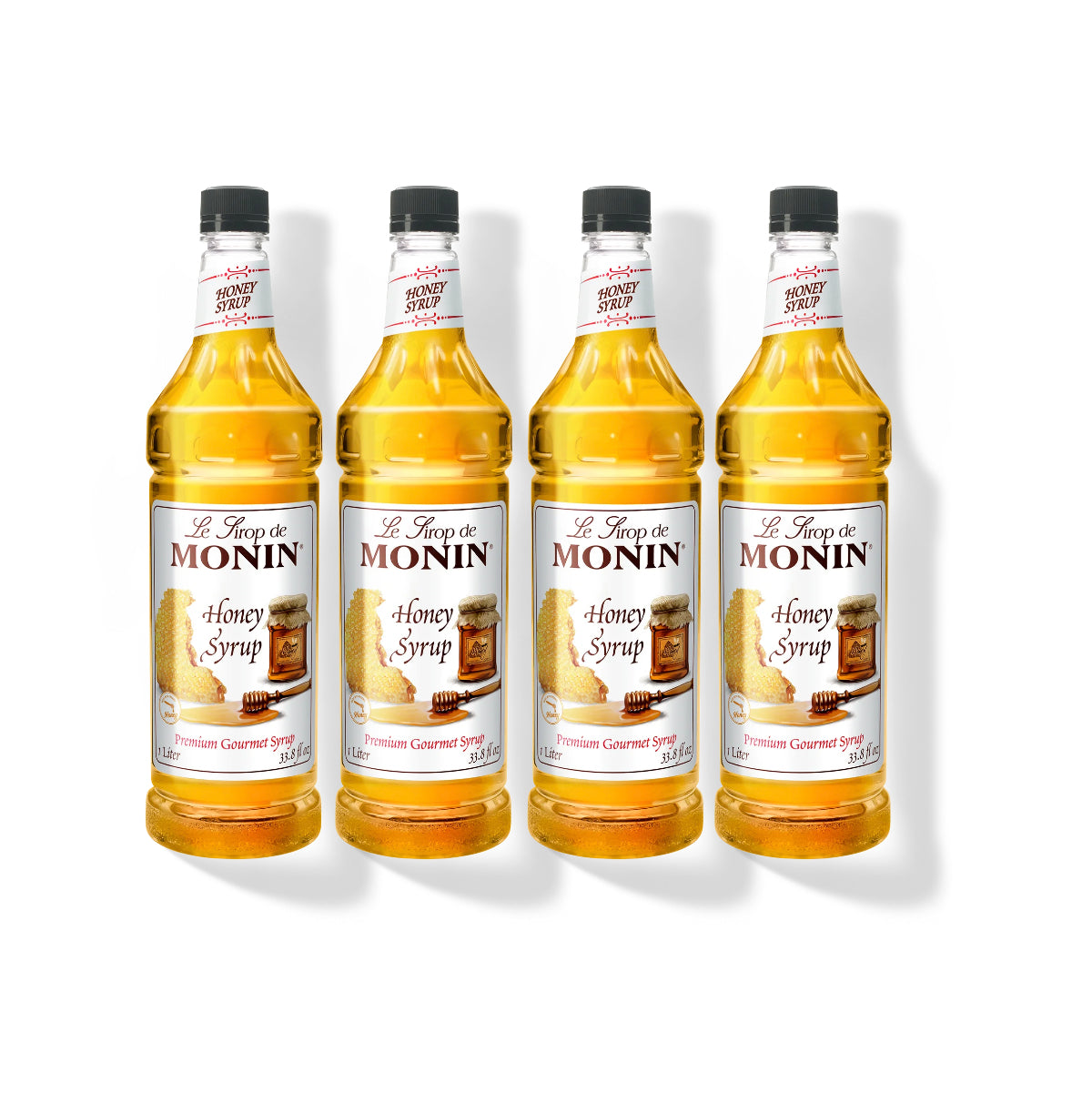 Monin Honey Syrup 1L Plastic Bottle (Pack of 4)