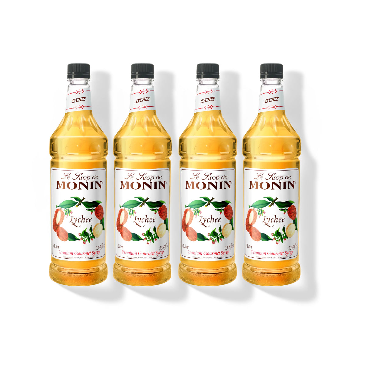 Monin Lychee Syrup 1L Plastic Bottle (Pack of 4)