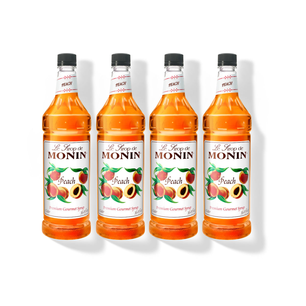 Monin Peach Syrup 1L Plastic Bottle (Pack of 4)