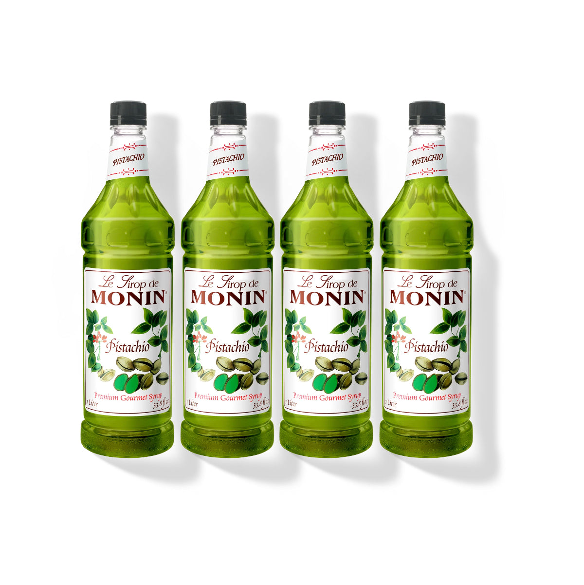 Monin Pistachio Syrup 1L Plastic Bottle (Pack of 4)